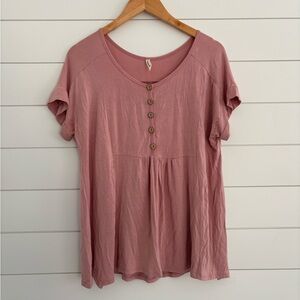 Beeson River Flowy Pink Button Top Size Medium